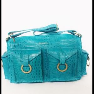 - Leather Croc Embossed Handbag by Poesis New